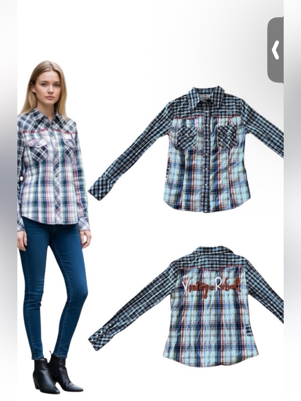 Vintage Rebel Embroidered Pearl Snap Shirt